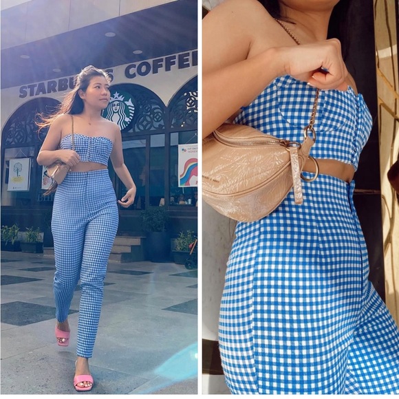 NWT ZARA GINGHAM BLUE WHITE
CROP TOP and pants set SUMMER XL - Picture 11 of 14